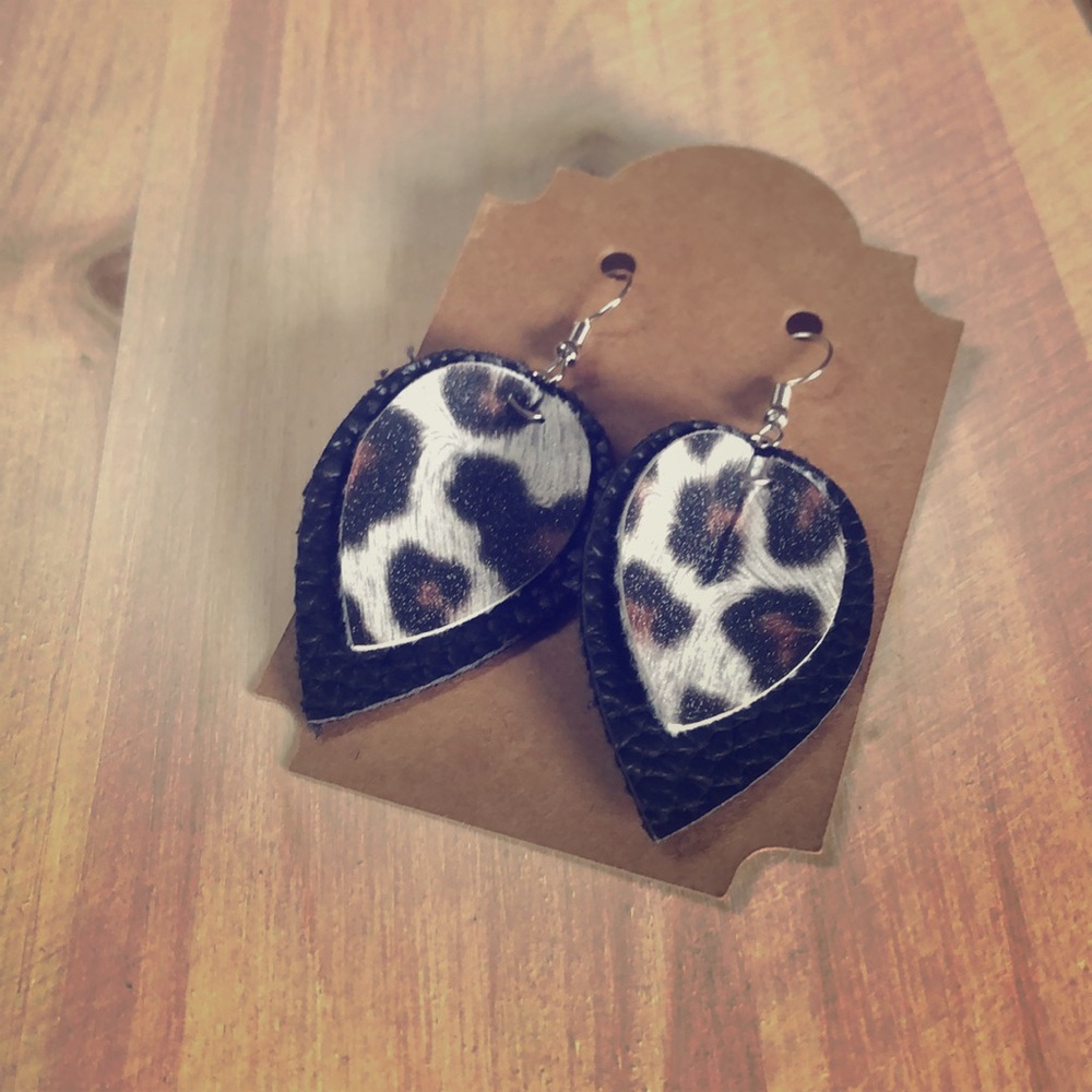 Faux handmade leather earrings